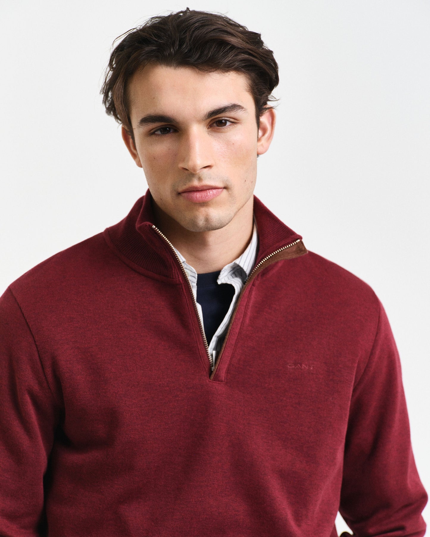 Gant Men Red Solid High Neck Full Sleeves Pullover Style Sweatshirt