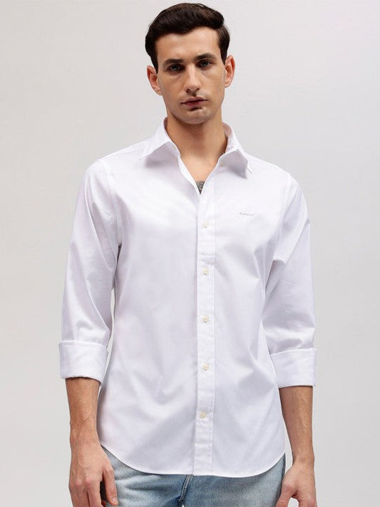 Gant Men White Solid Button-down Collar Full Sleeves Shirt