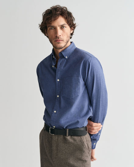 Gant Men Blue Solid Button-down Collar Full Sleeves Shirt