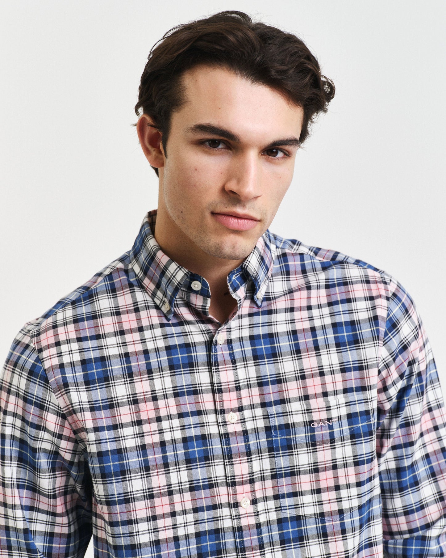 Gant Men Pink Checked Button-down Collar Full Sleeves Shirt