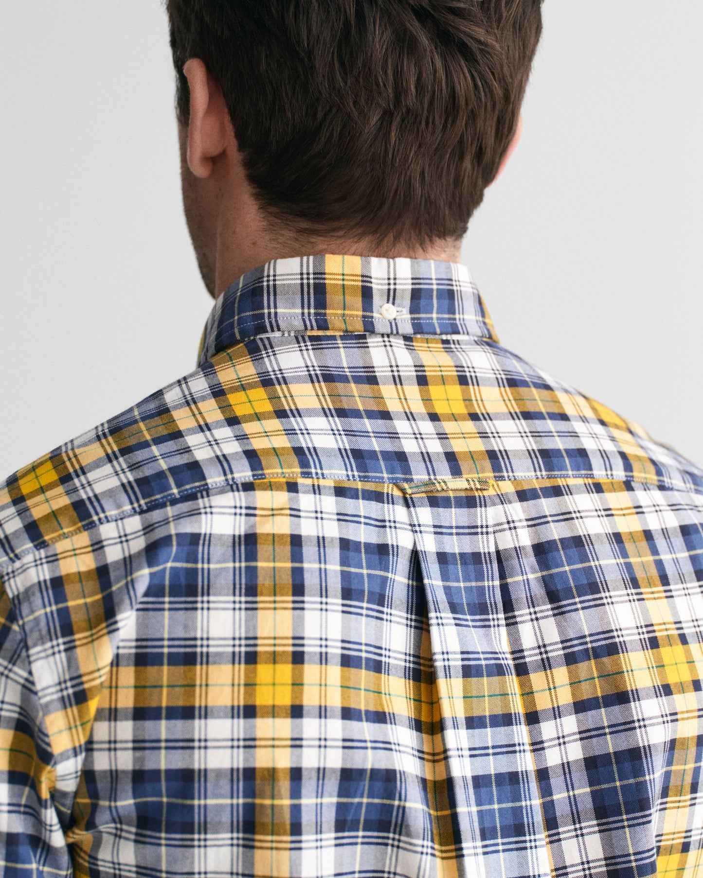 Gant Men Yellow Checked Button-down Collar Full Sleeves Shirt