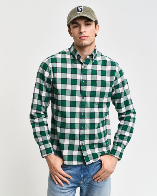 Gant Men Green Checked Button Down Collar Full Sleeves Shirt