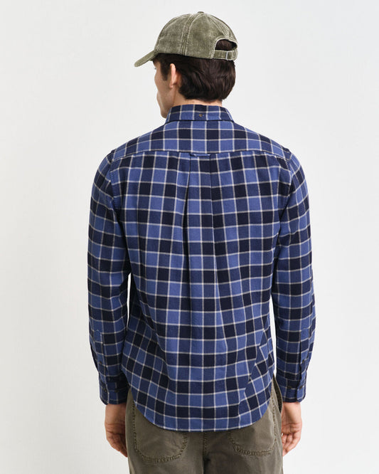 Gant Men Blue Checked Button Down Collar Full Sleeves Shirt