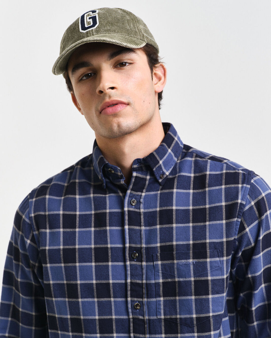 Gant Men Blue Checked Button Down Collar Full Sleeves Shirt