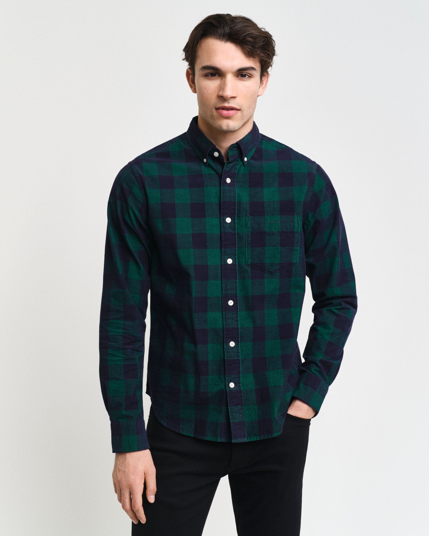 Gant Men Green Checked Button-down Collar Full Sleeves Shirt