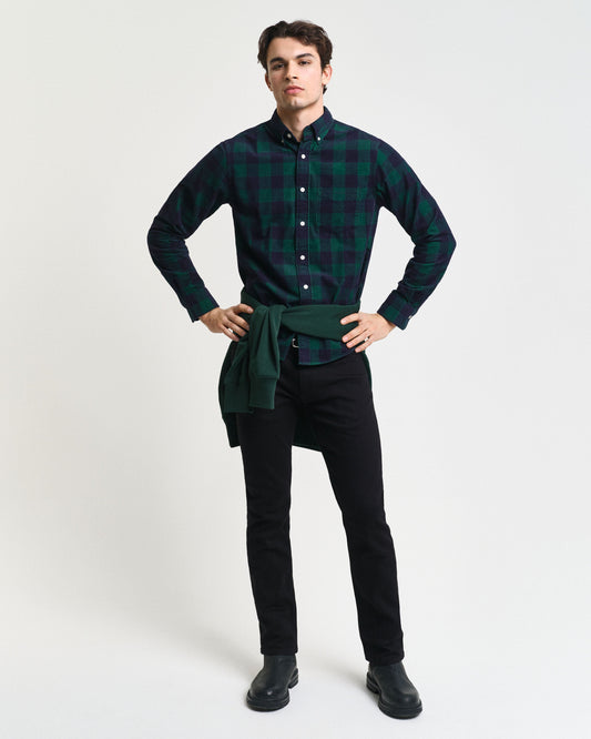 Gant Men Green Checked Button-down Collar Full Sleeves Shirt