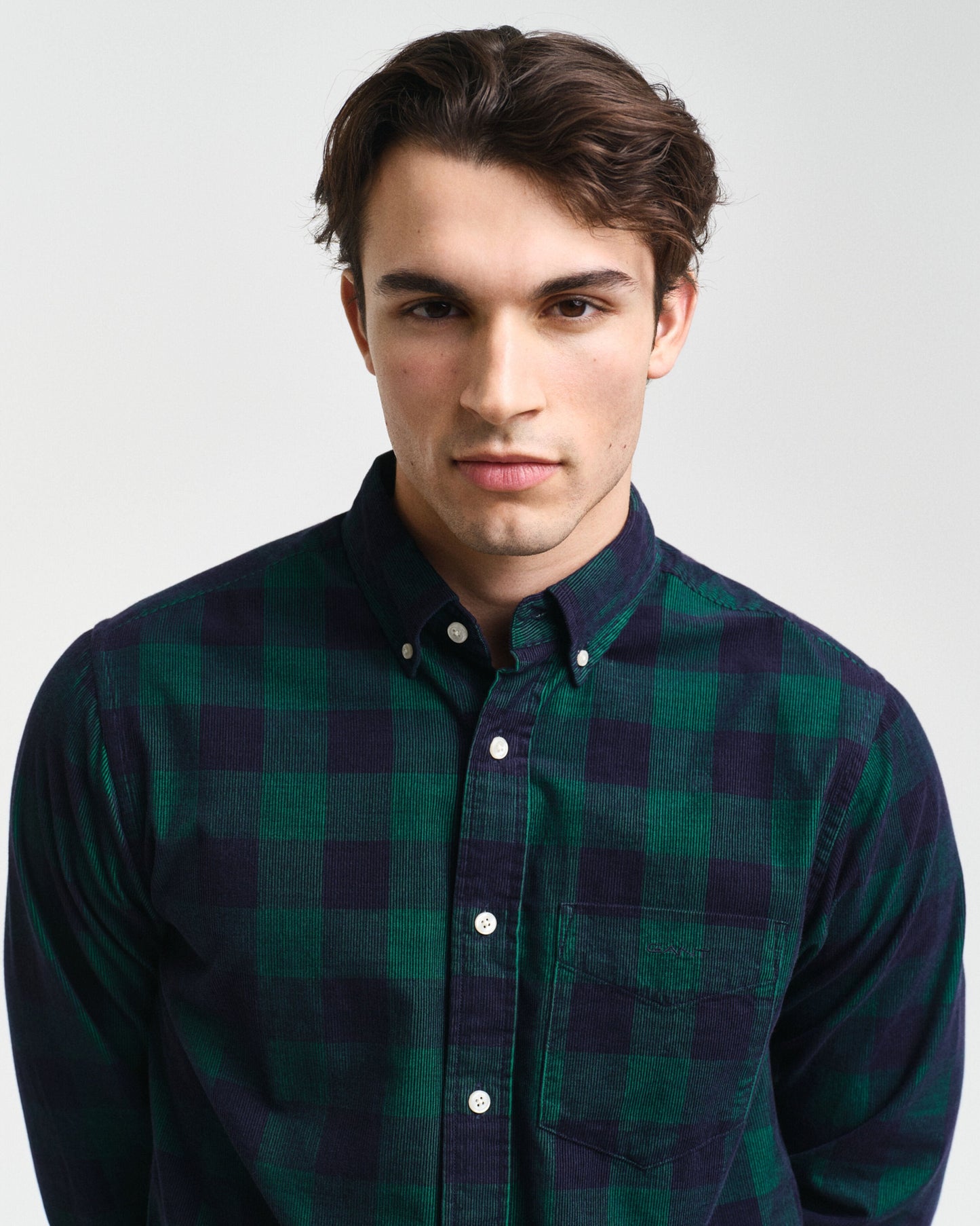 Gant Men Green Checked Button-down Collar Full Sleeves Shirt