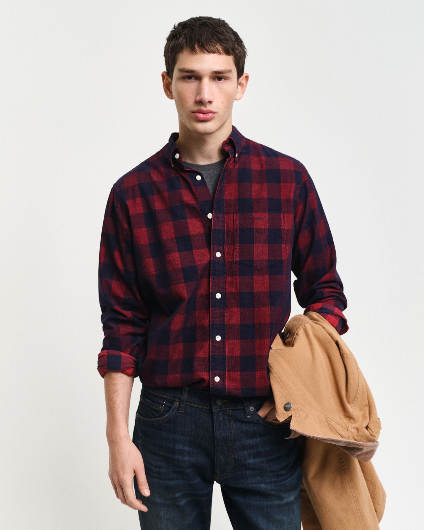 Gant Men Red Checked Button-down Collar Full Sleeves Shirt