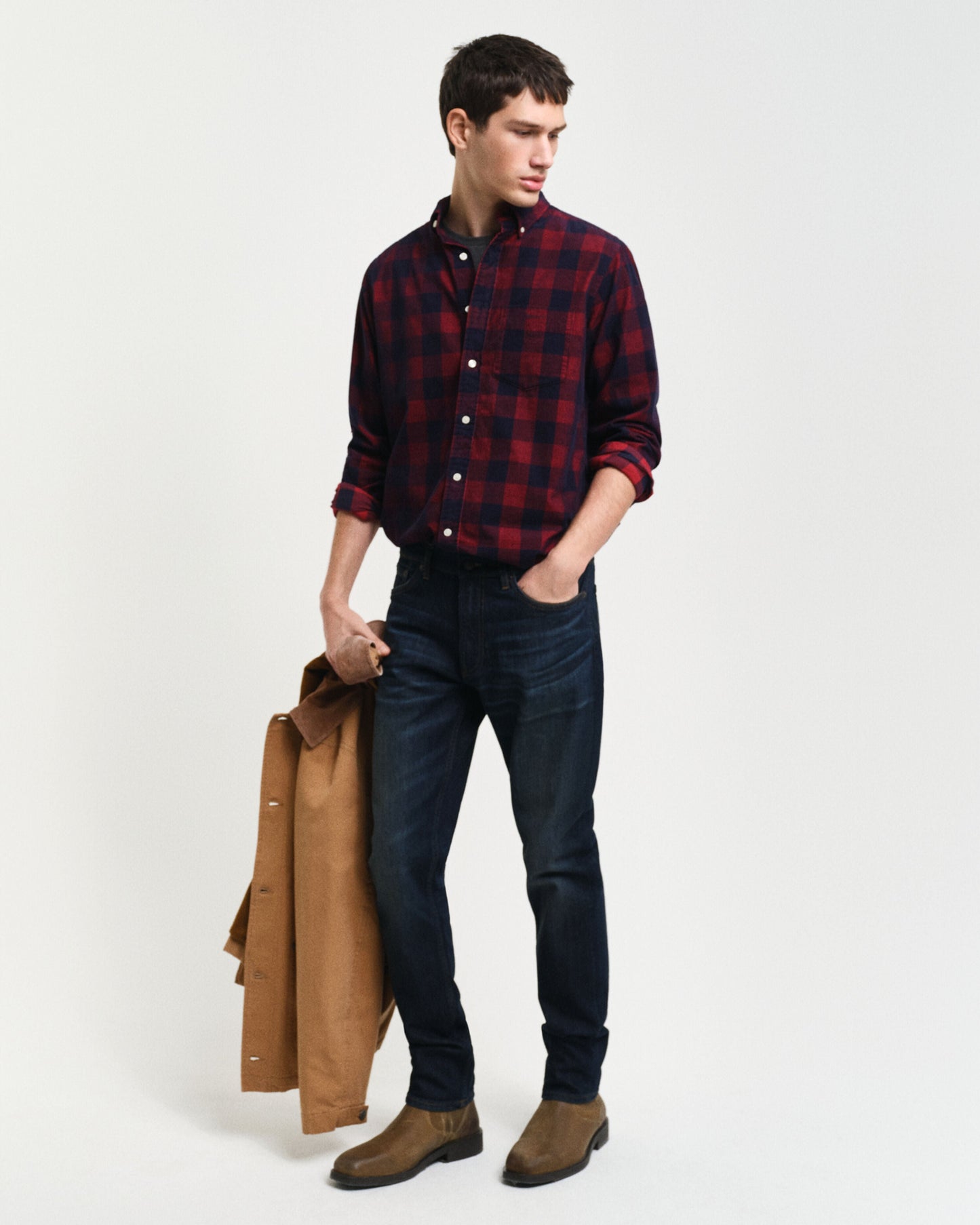 Gant Men Red Checked Button-down Collar Full Sleeves Shirt