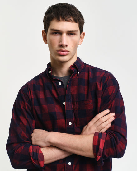 Gant Men Red Checked Button-down Collar Full Sleeves Shirt