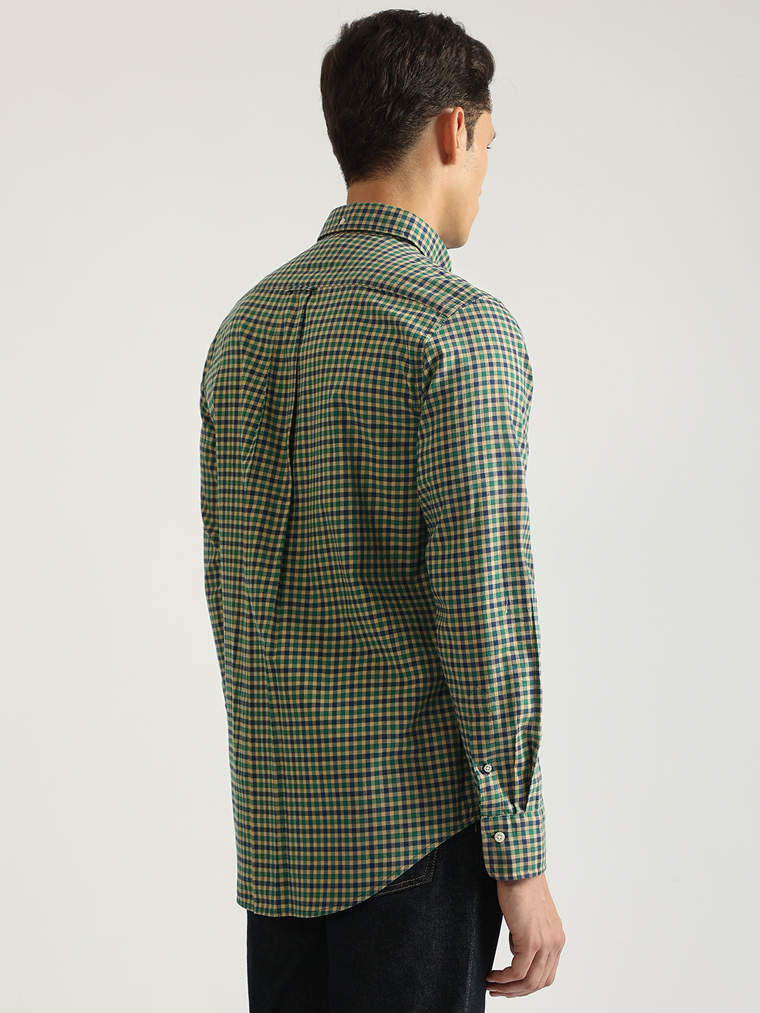 Gant Men Green Checked Button-down Collar Full Sleeves Shirt