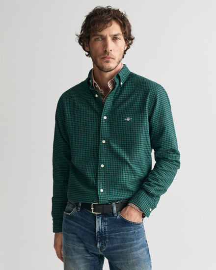 Gant Men Green Checked Button-down Collar Full Sleeves Shirt