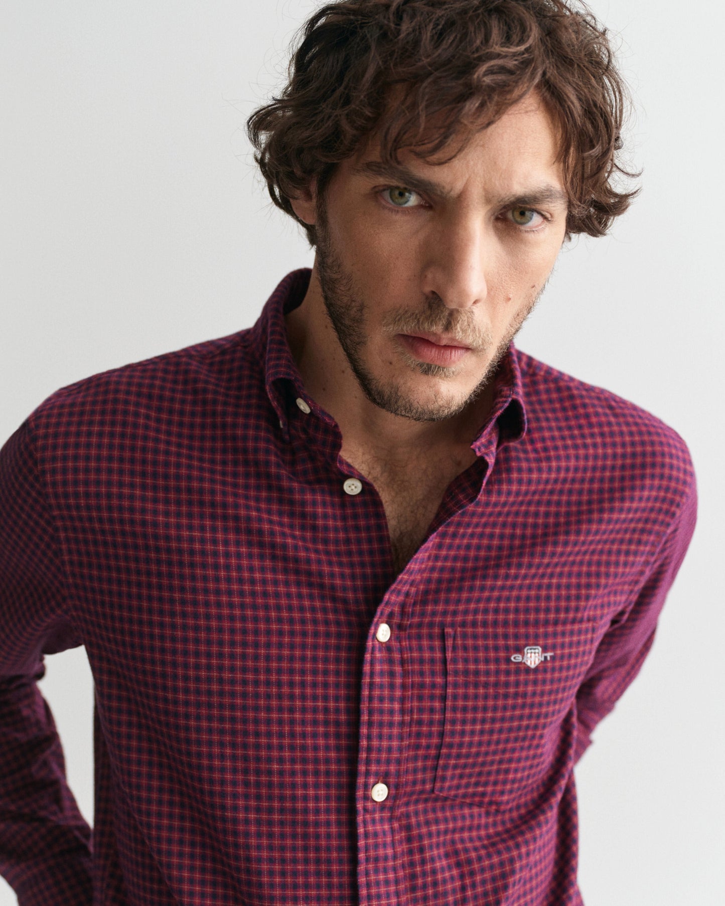 Gant Men Red Checked Button-down Collar Full Sleeves Shirt