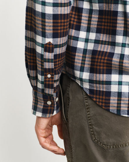 Gant Men Brown Checked Button-down Collar Full Sleeves Shirt