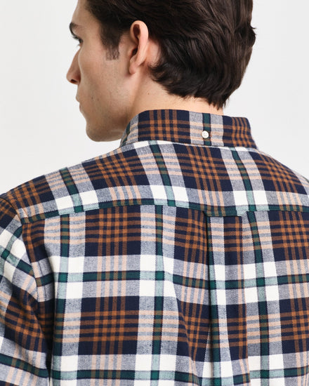 Gant Men Brown Checked Button-down Collar Full Sleeves Shirt