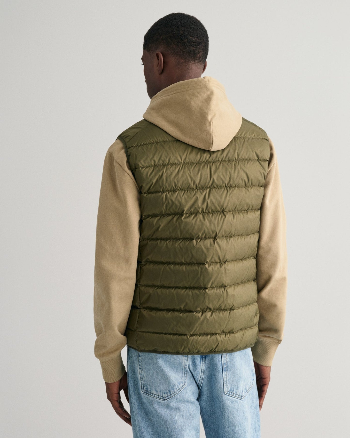 Gant Men Green Solid Stand Collar Sleeveless Puffer Jacket