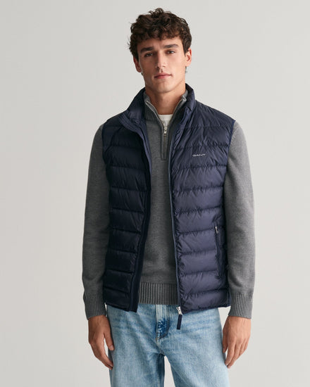 Gant Men Blue Solid Stand Collar Sleeveless Puffer Jacket