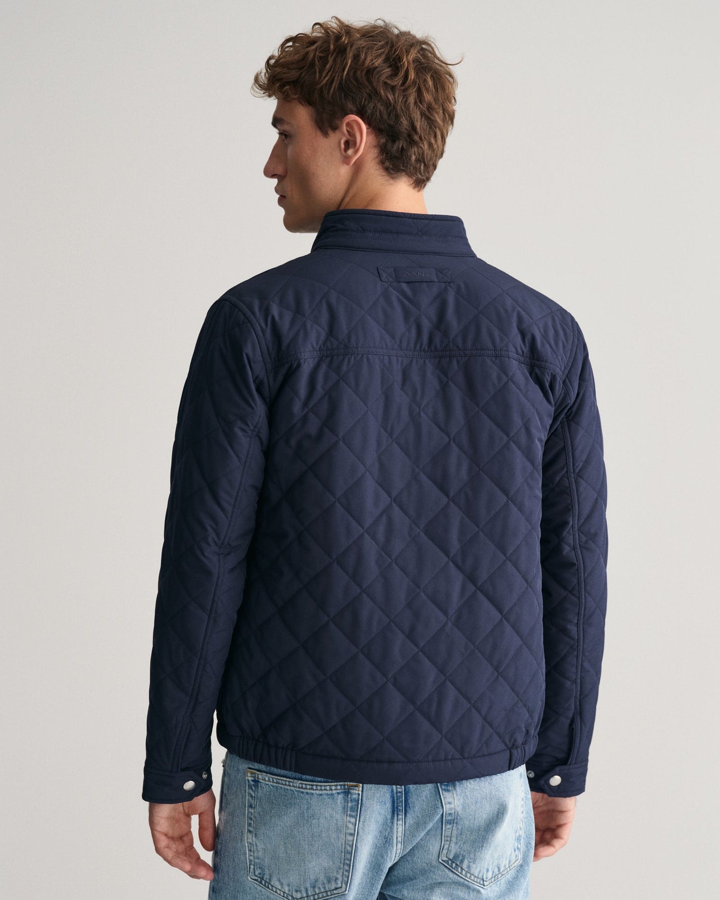 Gant Men Blue Solid Stand Collar Full Sleeves Quilted Jacket