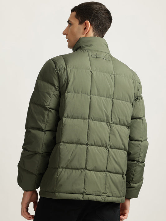 Gant Men Green Solid Stand Collar Full Sleeves Puffer Jacket