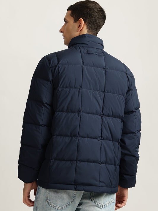 Gant Men Blue Solid Stand Collar Full Sleeves Puffer Jacket