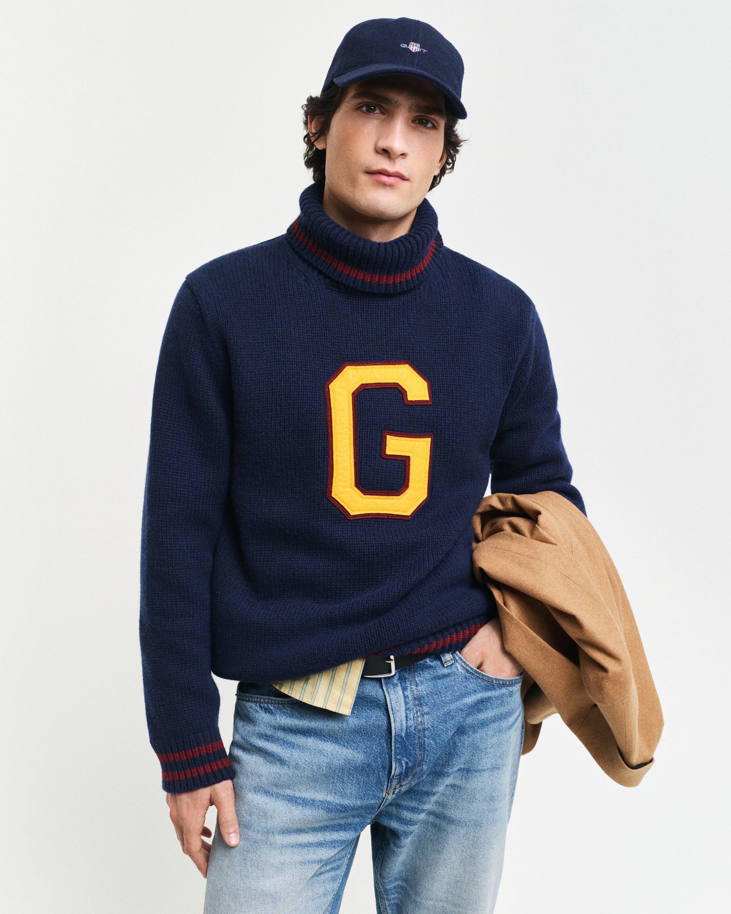 Gant Men Blue Solid Turtle Neck Full Sleeves Pullover Style Sweater