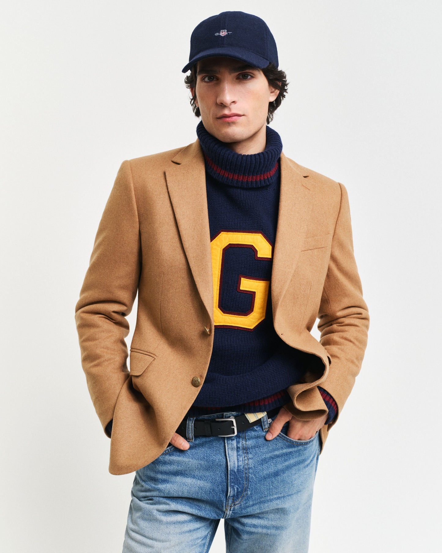 Gant Men Blue Solid Turtle Neck Full Sleeves Pullover Style Sweater