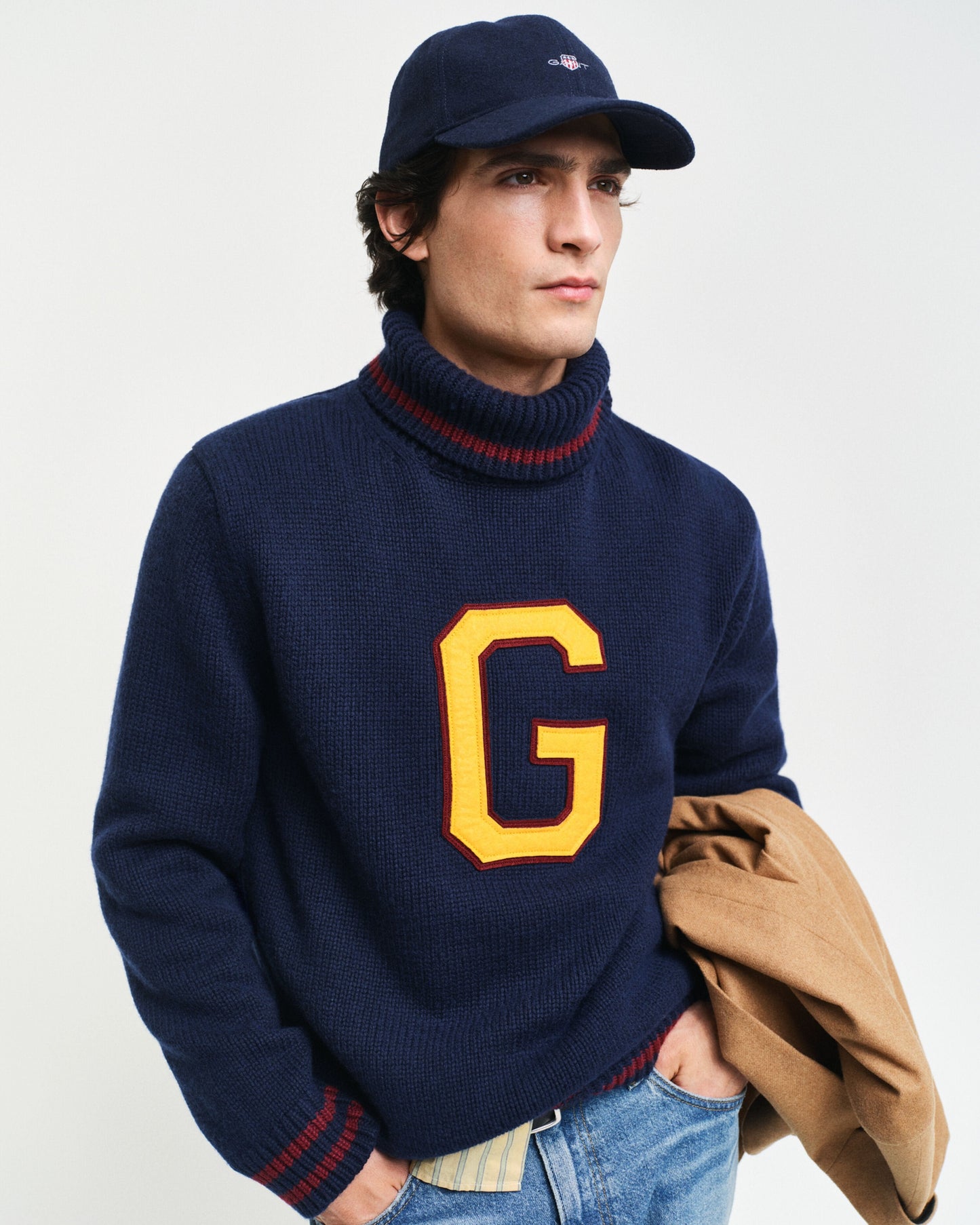 Gant Men Blue Solid Turtle Neck Full Sleeves Pullover Style Sweater