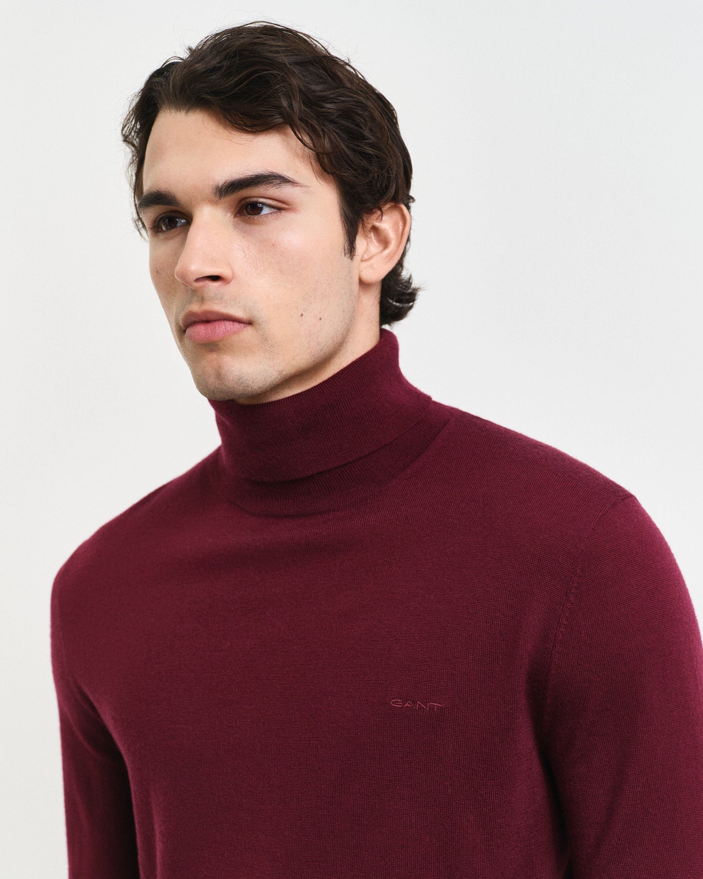 Shop Gant Men Wine Solid Turtle Neck Full Sleeves Pullover Style
