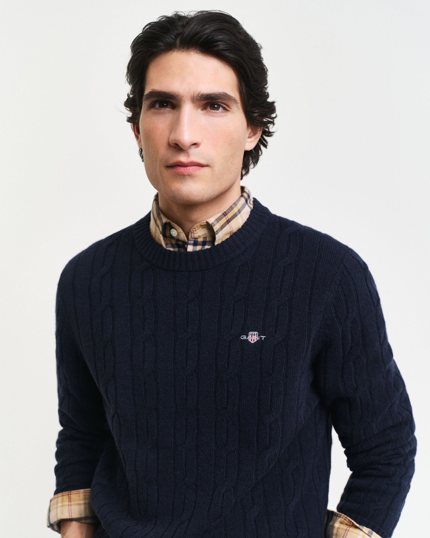 Gant Men Blue Solid Round Neck Full Sleeves Pullover Style Sweater