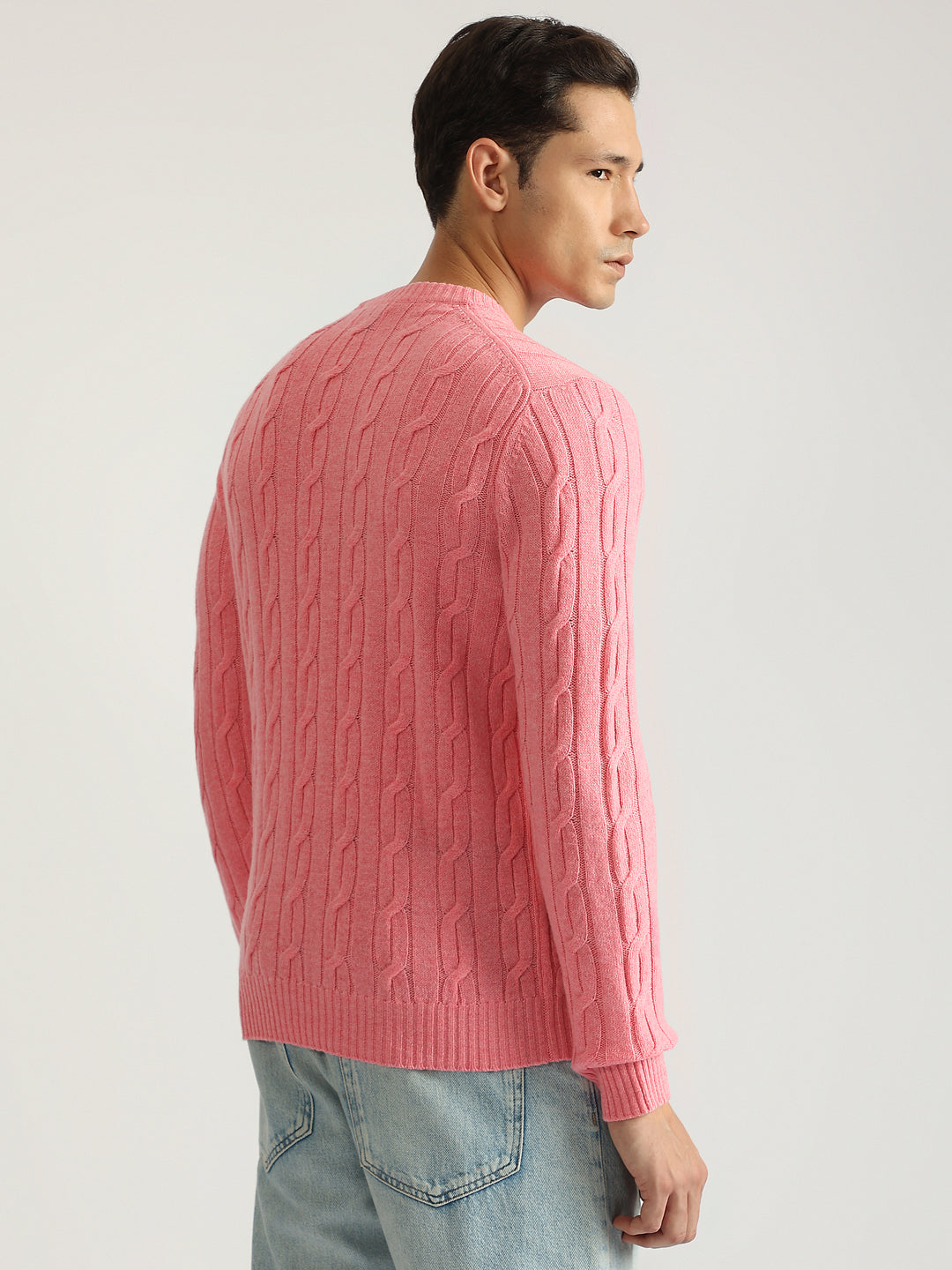 Gant Men Pink Solid Round Neck Full Sleeves Pullover Style Sweater