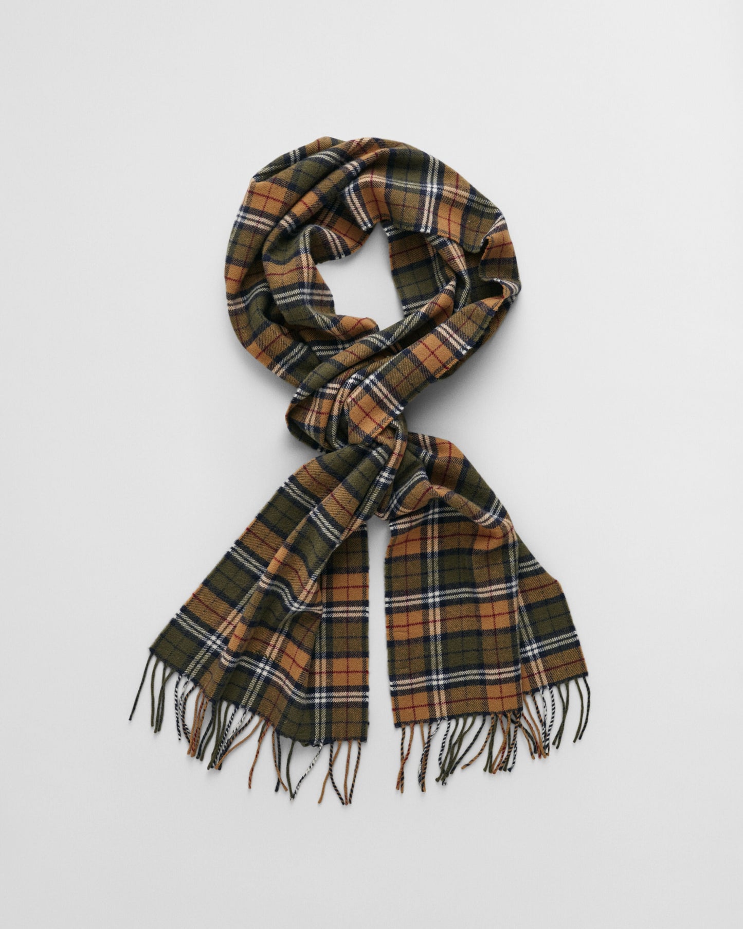 Gant Men Green Checked Fringed Scarf - Main Image