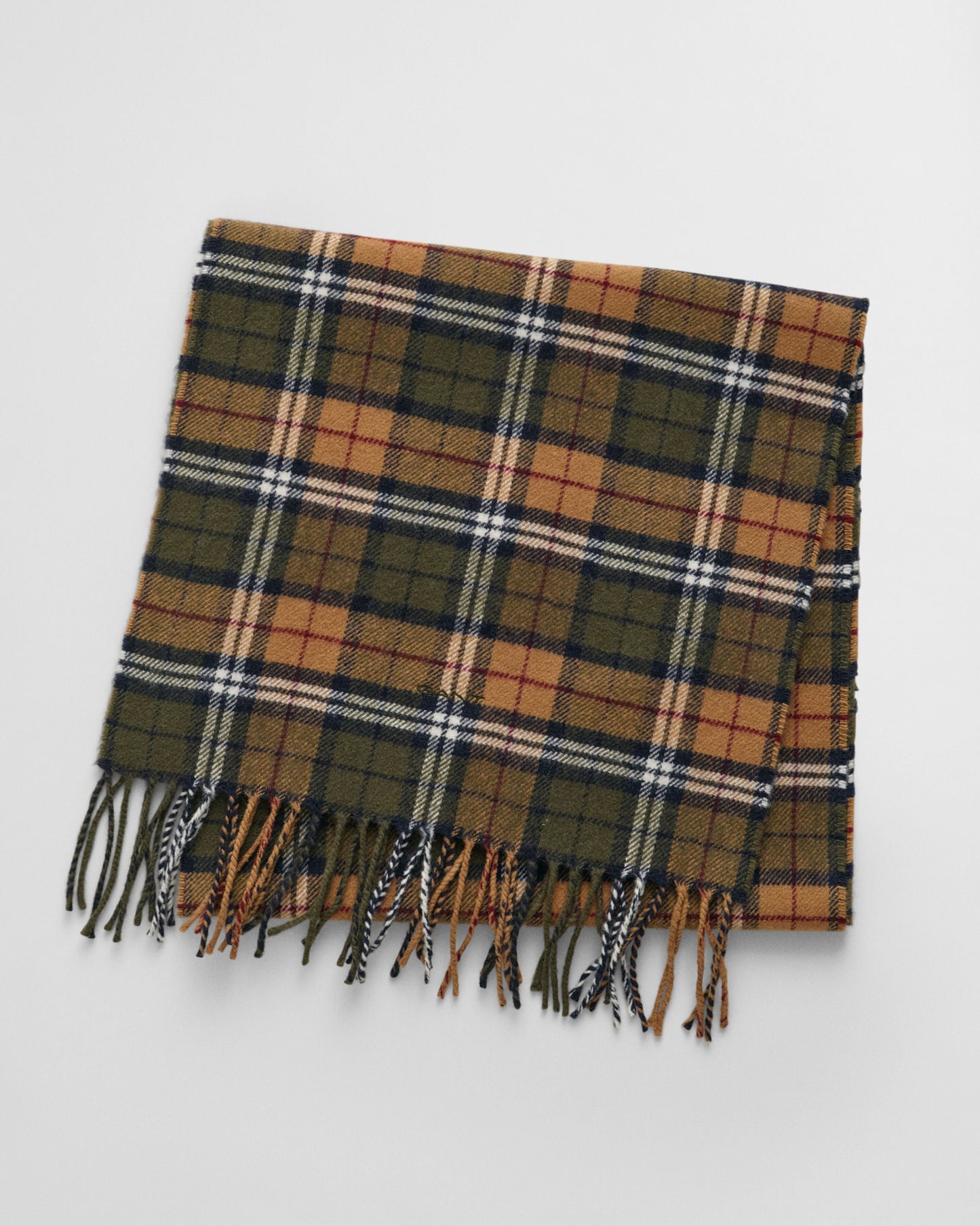 Gant Men Green Checked Fringed Scarf