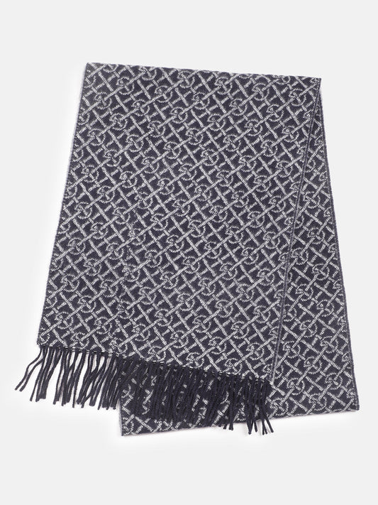 Gant Men Blue Printed Fringed Scarf