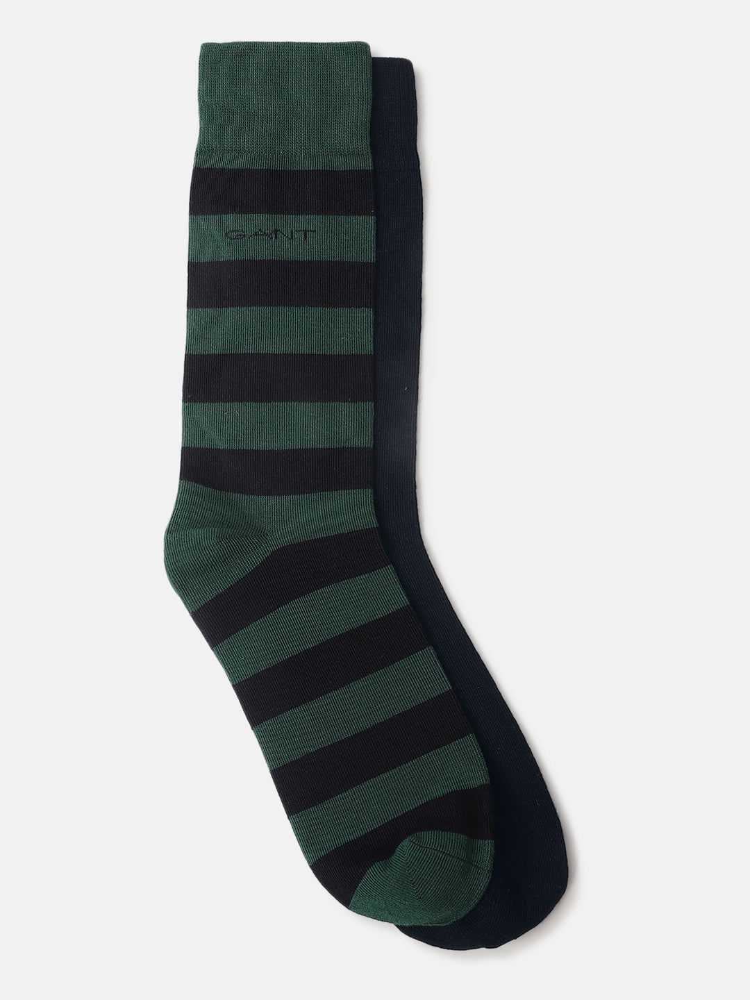 Gant Men Green Striped Calf Length Socks (Pack of 2)