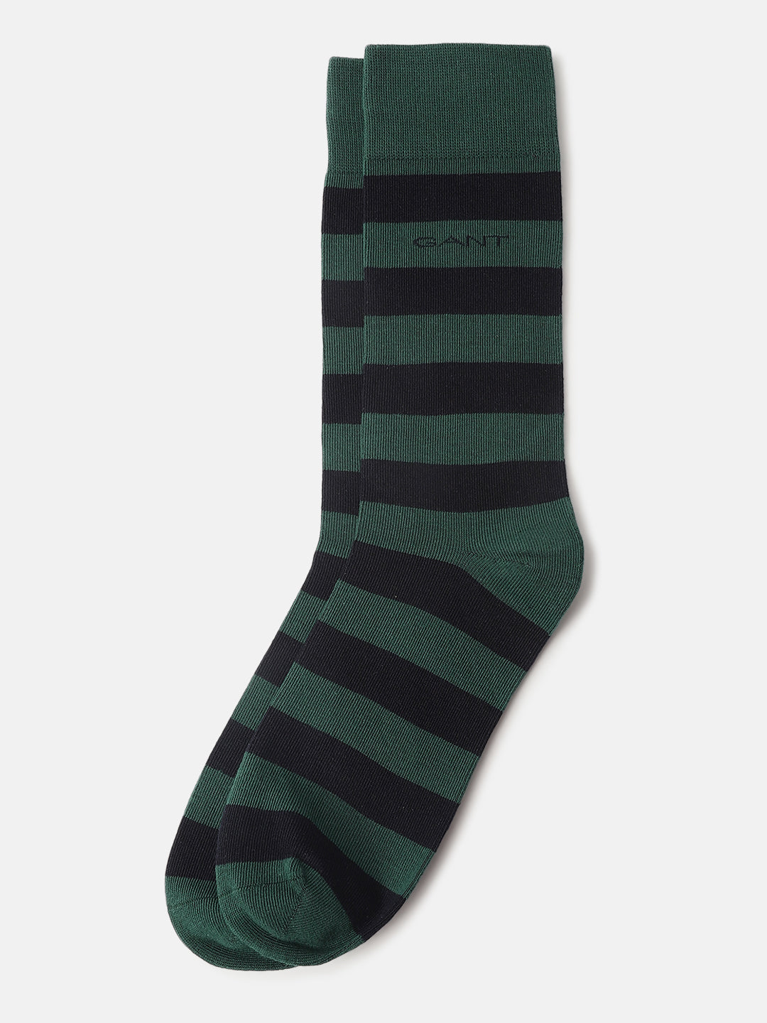 Gant Men Green Striped Calf Length Socks (Pack of 2)