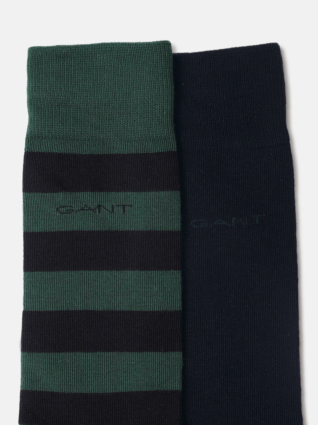 Gant Men Green Striped Calf Length Socks (Pack of 2)