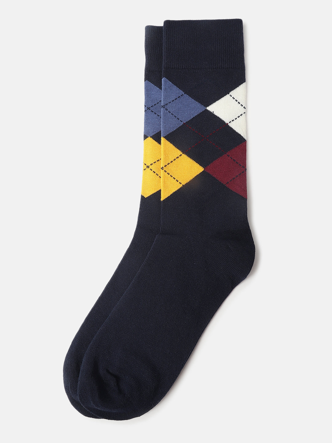 Gant Men Blue Checked Calf Length Socks (Pack of 1)