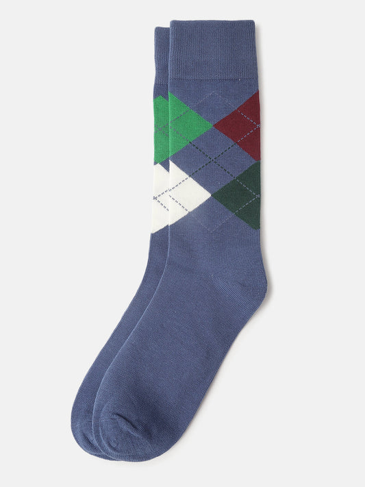 Gant Men Blue Checked Calf Length Socks (Pack of 1)