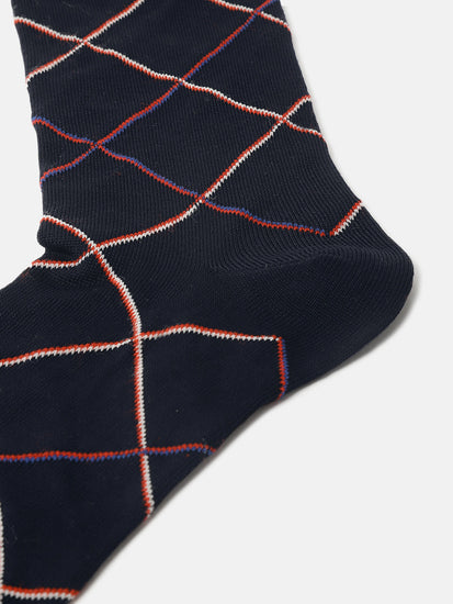 Gant Men Blue Checked Calf Length Socks (Pack of 1)