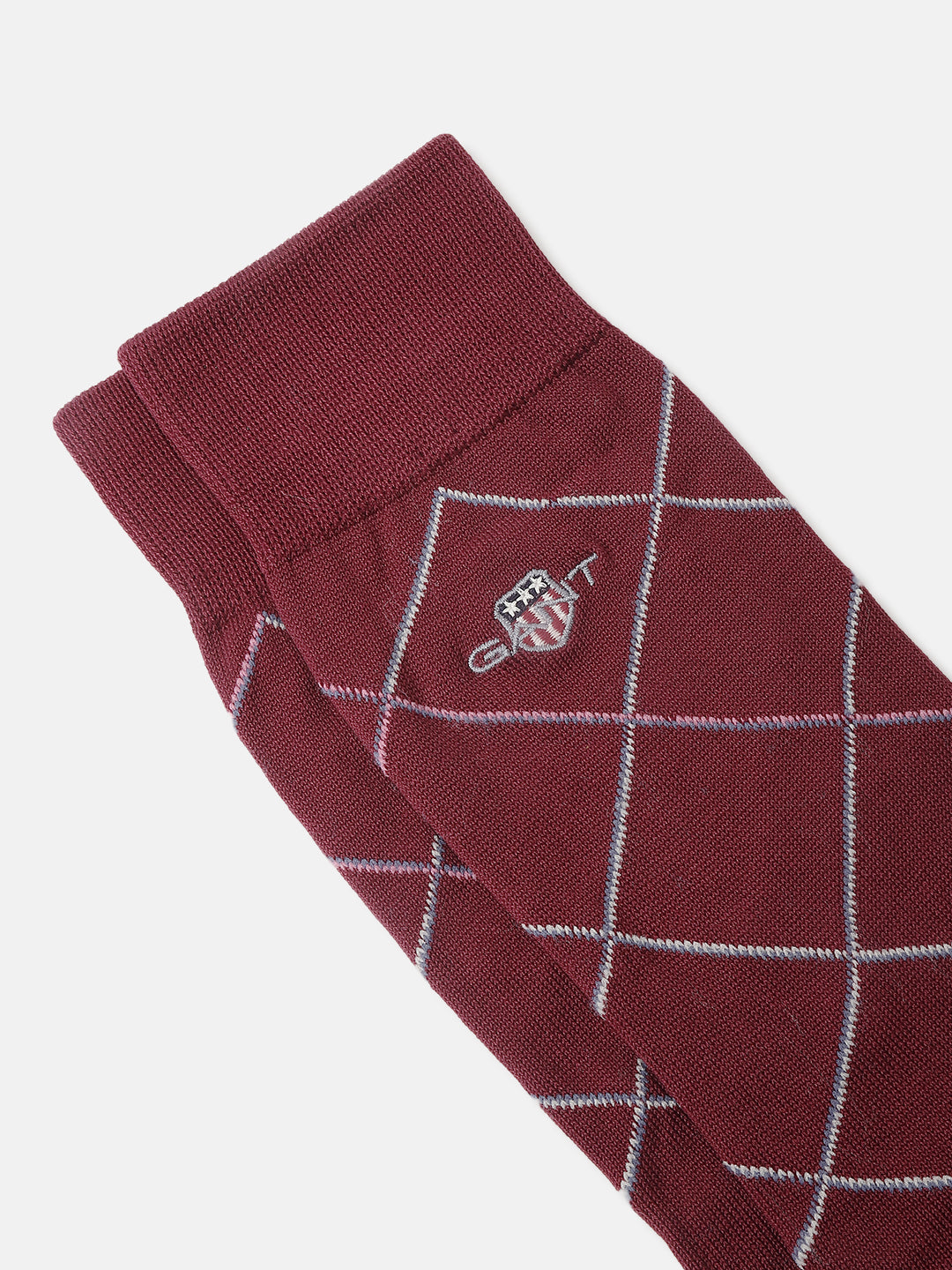 Gant Men Maroon Checked Calf Length Socks (Pack of 1)