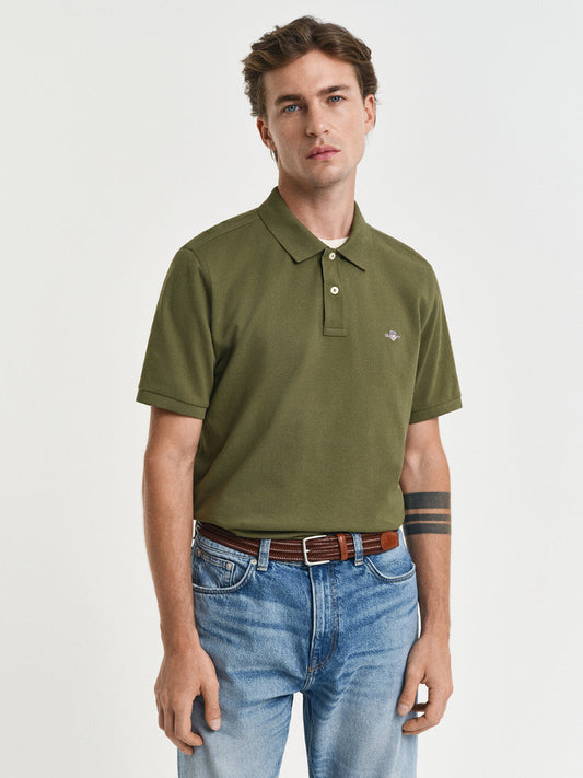 Gant Men Green Solid Polo Tshirt