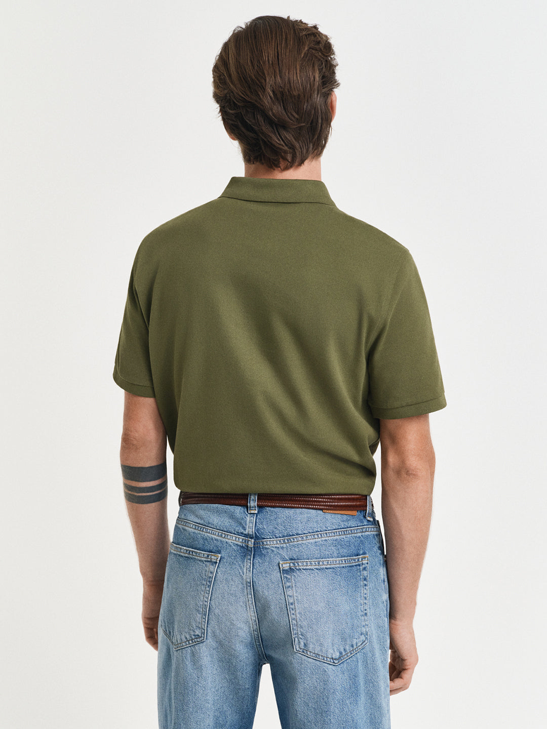 Gant Men Green Solid Polo Tshirt