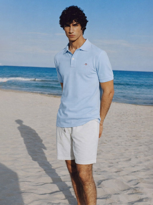 Gant Men Blue Solid Polo Tshirt