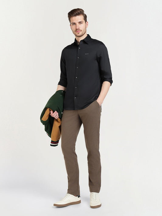 Gant Men Black Solid Collar Shirt