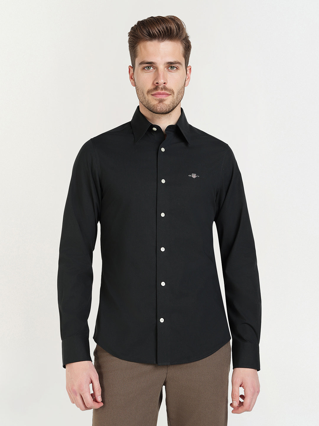 Gant Men Black Solid Collar Shirt