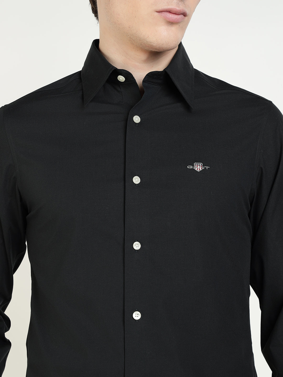 Gant Men Black Solid Collar Shirt
