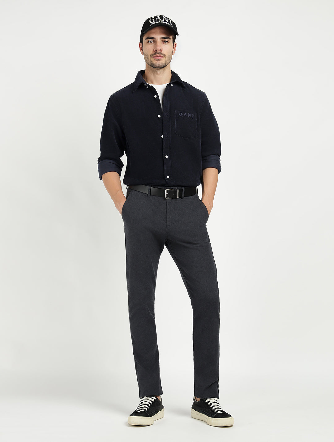 Gant Men Black Solid Collar Shirt