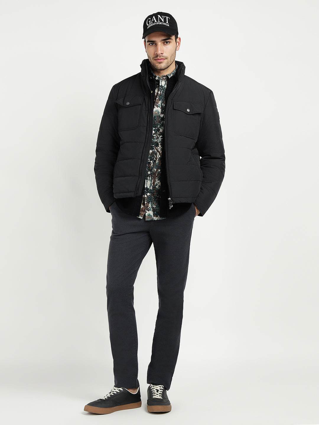 Gant Men Black Solid Collar Jacket