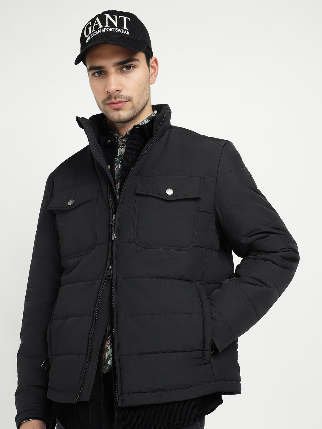 Gant Men Black Solid Collar Jacket