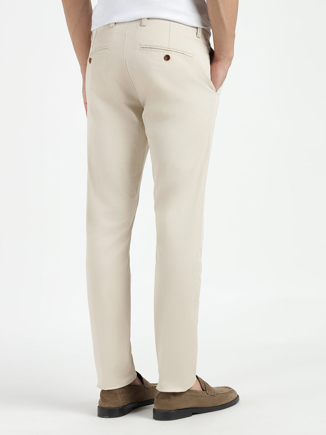Gant Men Cream Slim Fit Solid Trouser